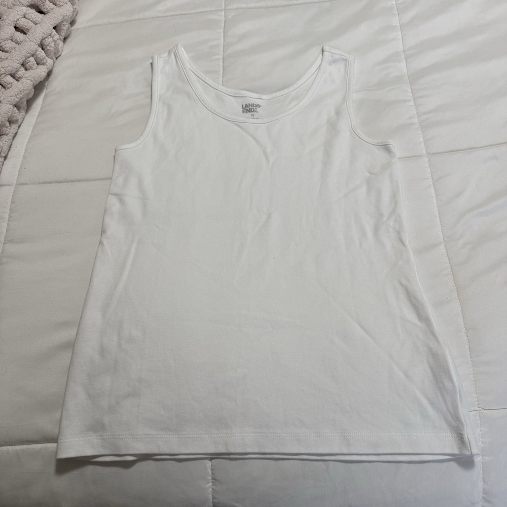 Women's Tall XS Tank by Lands End ~ Super Soft Combed Cotton ~ Bright White
